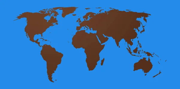 Mapa Světa Hnědého Kontinentu Modré Planety Země Zobrazující Všechny Země — Stock fotografie