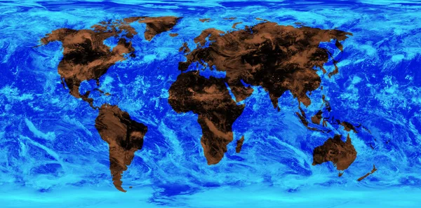 Mapa Mundial Del Continente Marrón Del Planeta Azul Tierra Con — Foto de Stock