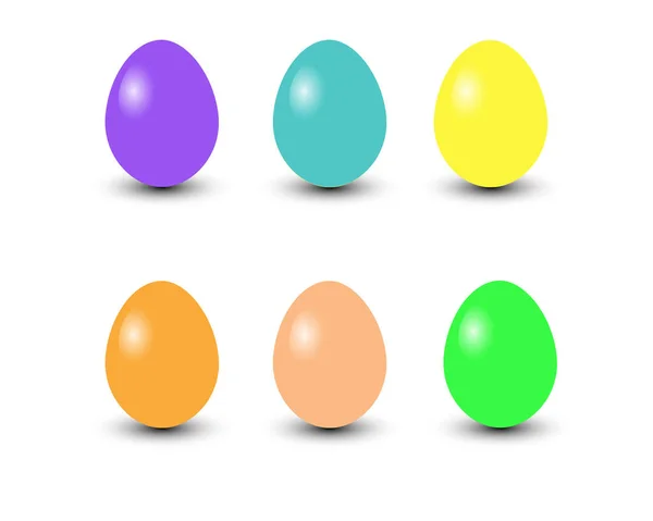 Σύνολο Χρωματιστά Πασχαλινά Αυγά Λευκό Φόντο — Διανυσματικό Αρχείο