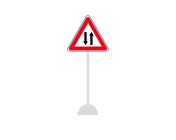 Vector Regulatory Signs Give Way Oncoming Vehicles Isolated White Background — 图库矢量图片