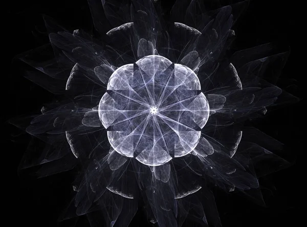 一台在黑暗背景下产生现代分形设计的抽象计算机 摘要分形色纹理 数字艺术 摘要形式与色彩 为您的设计提供分形单元模式 动态形状的软色三角形螺旋形 — 图库照片