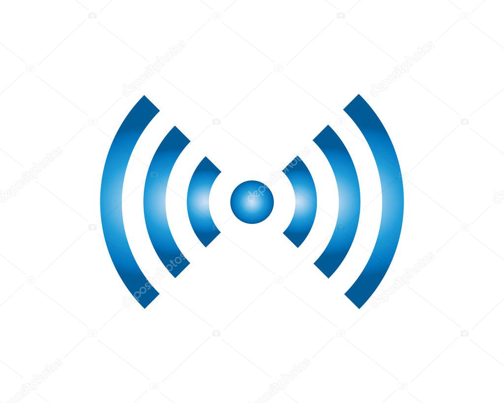 Wireless and wifi icon or sign for remote internet access. Podcast vector symbol.