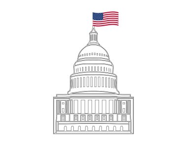 Beyaz arka planda Birleşik Devletler Kongre Binası Washington DC Amerikan Kongresi Beyaz Sembol Tasarımı