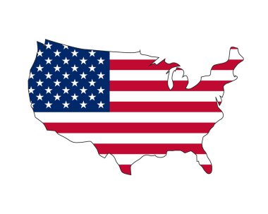 Koyu arkaplanda Amerikan Bayrağı sallamanın vektör çizimi. ABD 'nin siluet haritalı Birleşik Devletler Bayrağı.