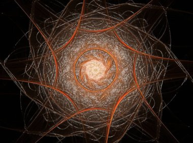 Soyut bir bilgisayar koyu arkaplanda modern fraktal tasarım üretti. Soyut fraktal renk dokusu. Dijital sanat. Soyut Form ve Renkler. Tasarımınız için soyut fraktal element deseni. Dinamik şekilli yumuşak renk üçgeni spirali