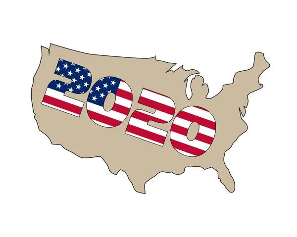 Mapa Dos Eua Bandeira Americana Bandeira Das Eleições Presidenciais 2020 —  Vetores de Stock