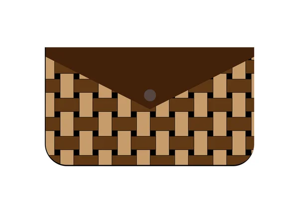 Cartera Cuero Beige Dibujos Animados Vectorial Sobre Fondo Blanco — Vector de stock