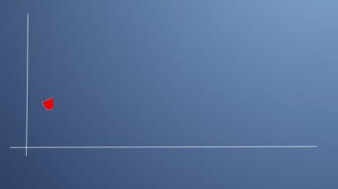 Kırmızı okun yükseldiği büyüme diyagramı. Mavi arkaplanda ikon izole edildi. Başarı iş simgesi