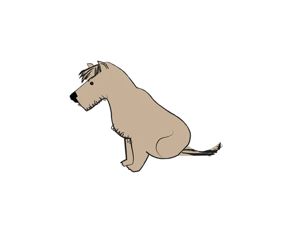 Perro Solitario Mirando Suelo Ilustración Vectorial Sobre Fondo Blanco — Vector de stock