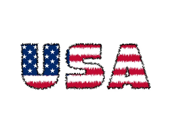 Texto Dos Eua Com Bandeira Americana Dentro Texto Ilustração Vetorial — Vetor de Stock