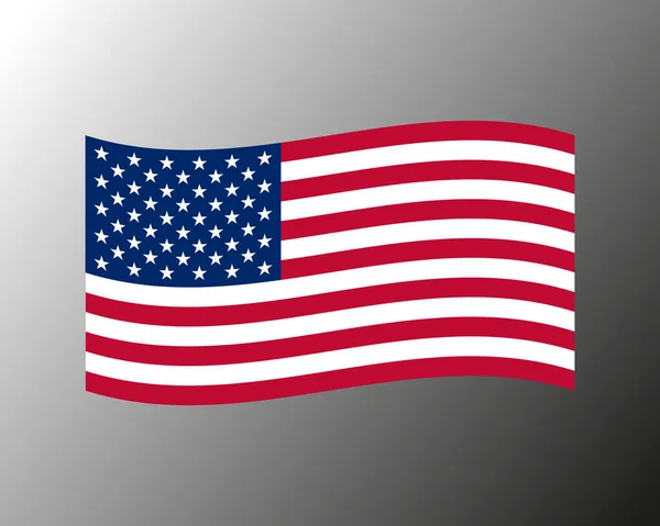 Vektorillustration Der Schwenkenden Amerikanischen Flagge Auf Grauem Hintergrund Flagge Der — Stockvektor