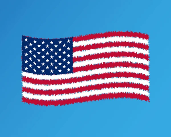 Ilustração Vetorial Acenar Bandeira Americana Sobre Fundo Cinza Shaky United —  Vetores de Stock