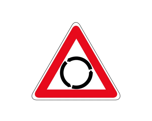 Roundabout Circulation Sign Line Icon Roundabout Road Roundabout Sign Flat — Stock Vector