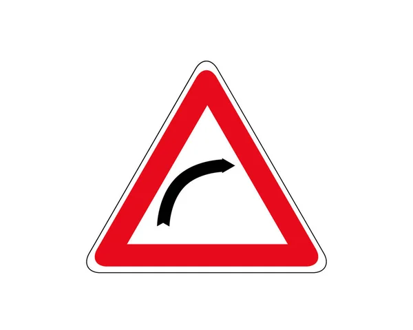 Vektorrotes Dreieck Verkehrszeichen Rechts Abbiegen Vektorillustration — Stockvektor