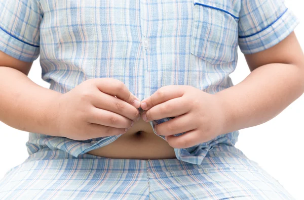 El gordo no puede abotonarse la camisa. — Foto de Stock