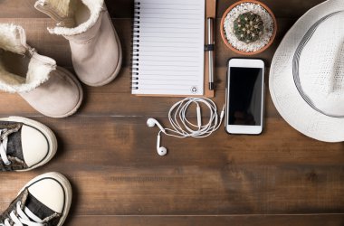 Seyahat hazırlıkları ahşap tablo