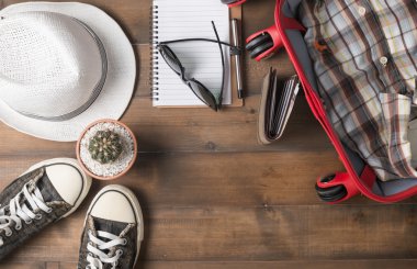 Gezi için seyahat donatımın Üstten Görünüm