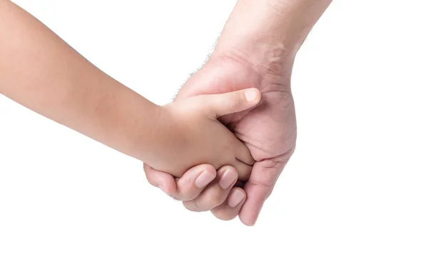 La mano del padre llevar a su hija hija aislada — Foto de Stock