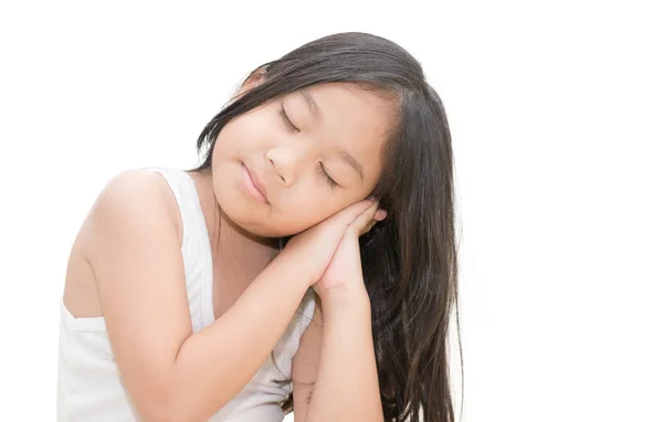 Niedliche Mädchen schlafen isoliert auf weiß — Stockfoto