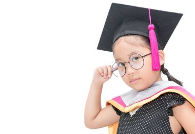 şirin Asyalı kız öğrenci mezuniyet cap düşünme 