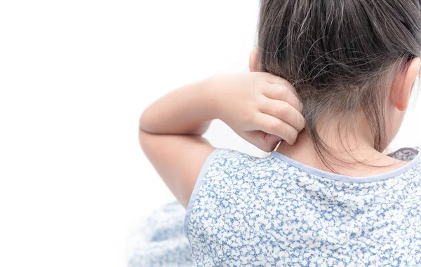 Asian girl scratch the itch with hand isolated — Stock Photo, Image