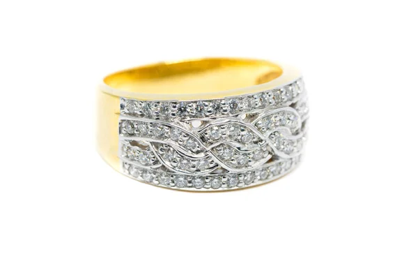 Χρυσό δαχτυλίδι με διαμάντι απομονωμένες — Φωτογραφία Αρχείου