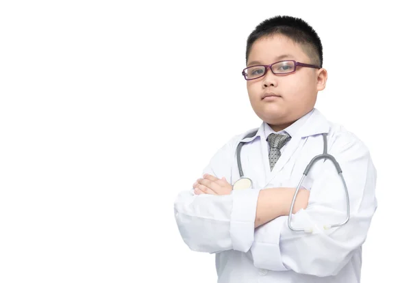 Ritratto di piccolo medico intelligente con stetoscopio isolato . — Foto Stock