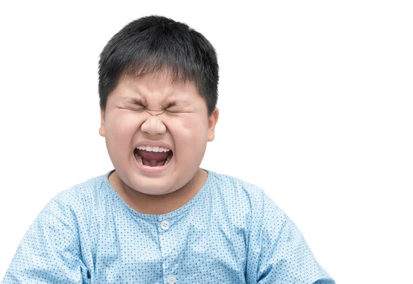 Retrato de un gordo obeso asustado aislado — Foto de Stock