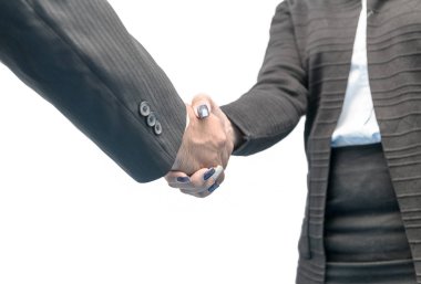 Bir iş adamı ve iş kadını arasında el sallamak 