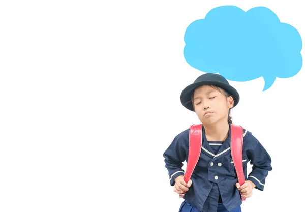 Cute girl student in school uniform japanese bored and thinking — Stock Photo, Image