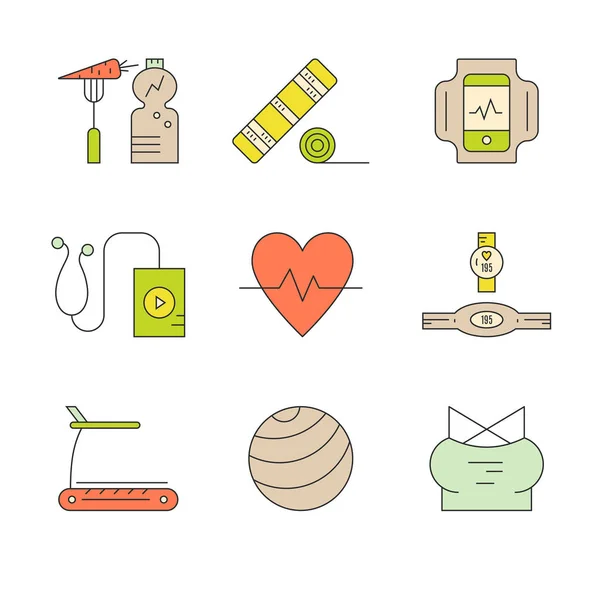 Iconos de fitness coloridos — Vector de stock