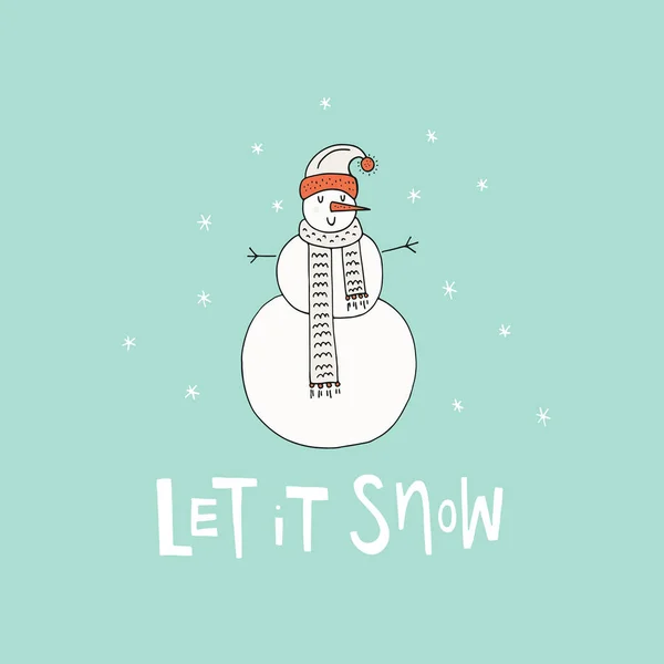クリスマス デザインの雪だるま — ストックベクタ