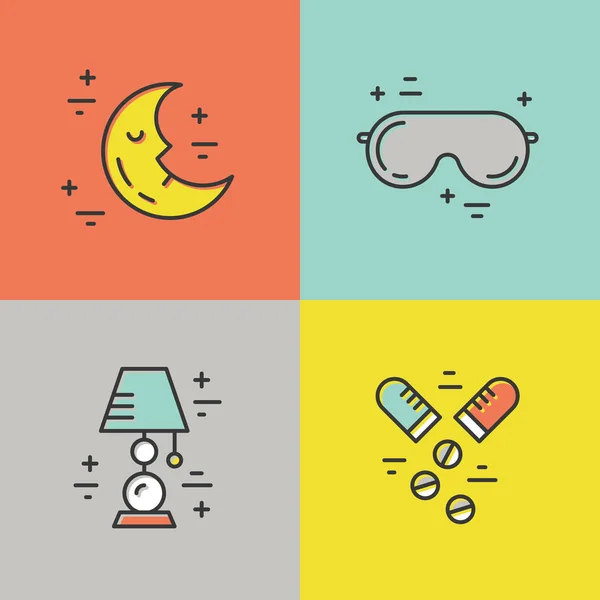 Iconos de línea de insomnio — Vector de stock