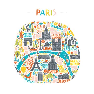 Handdrawn Paris harita