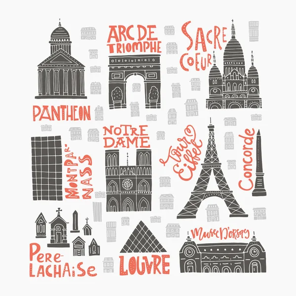 Paris Symbols Clipart — Stock Vector