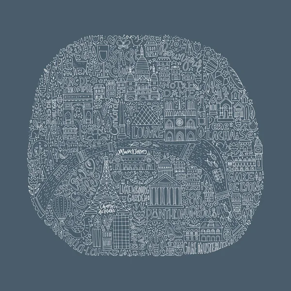 Mapa Paryża handdrawn — Wektor stockowy