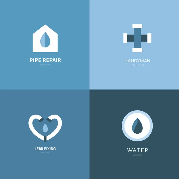 Συλλογή λογότυπο υδραυλικά — Διανυσματικό Αρχείο