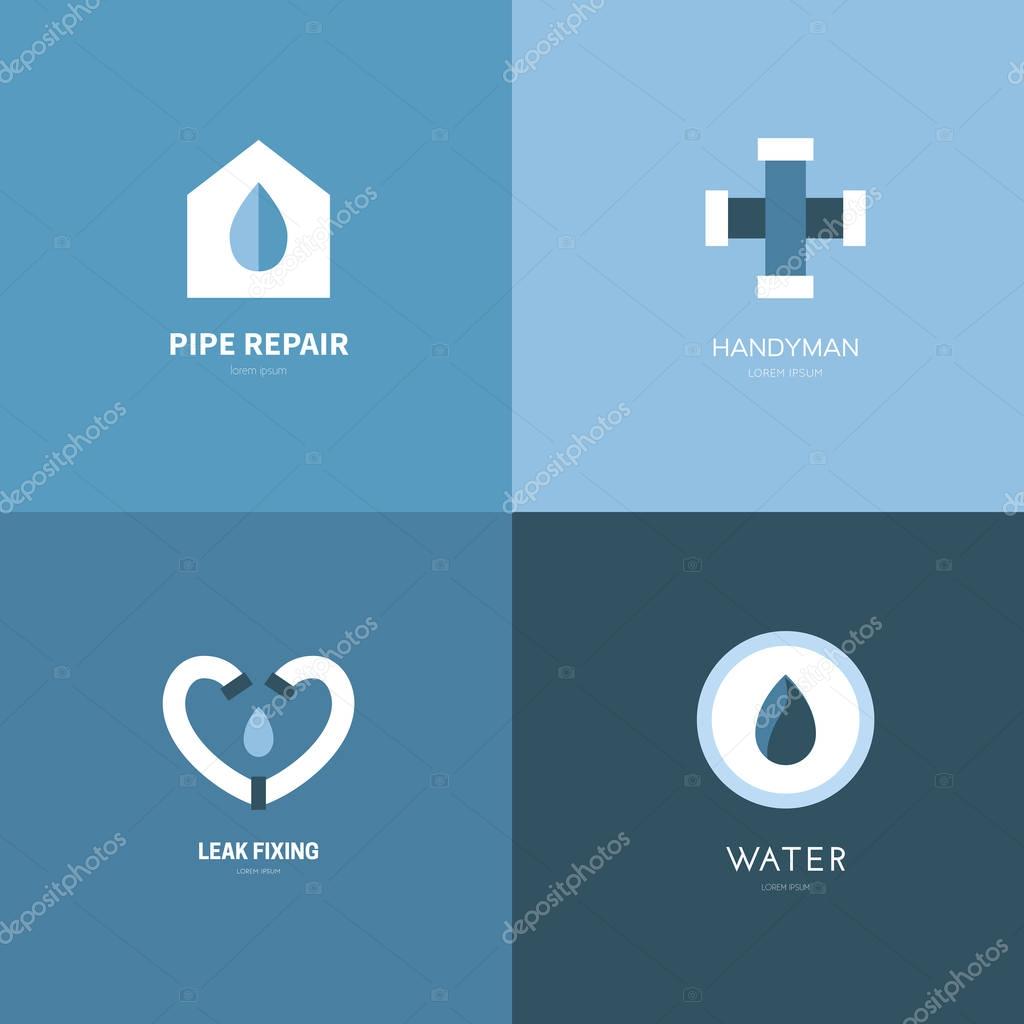 Plumbing logo collection made in flat style vector.