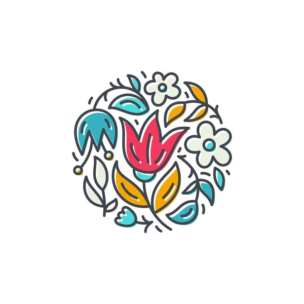 Flower Logo in Circle — Stock Vector