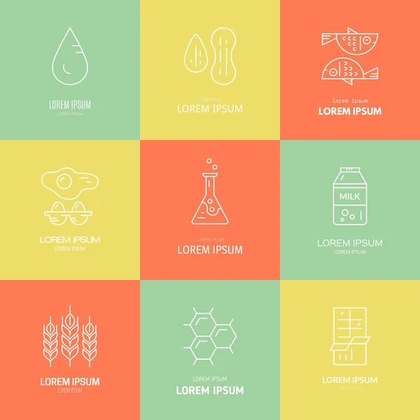 Food Allergens Icons — Stock Vector