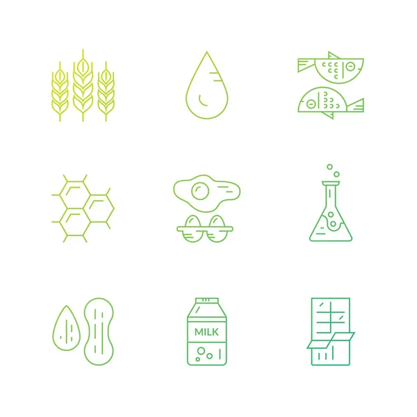 Iconos de alérgenos alimentarios — Archivo Imágenes Vectoriales
