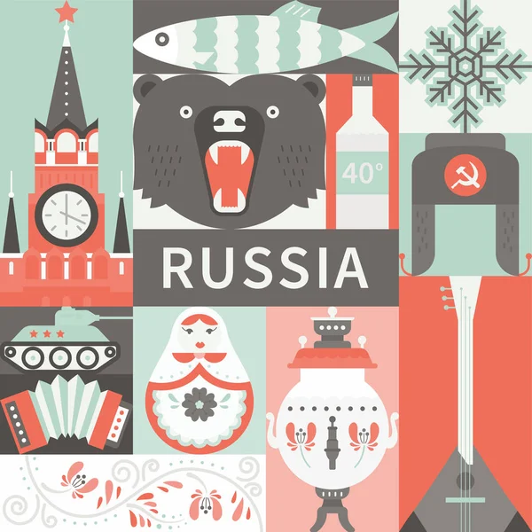 Symboles plats russes — Image vectorielle