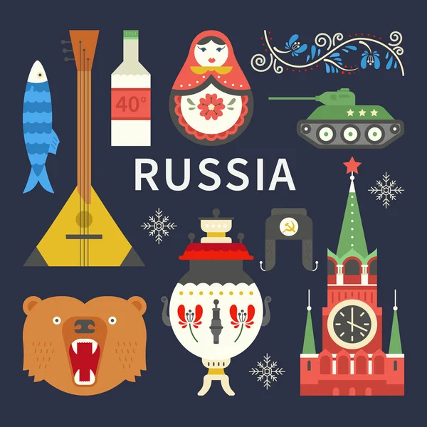 Symboles plats russes — Image vectorielle