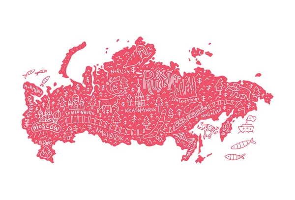 Mappa illustrata della Russia — Vettoriale Stock