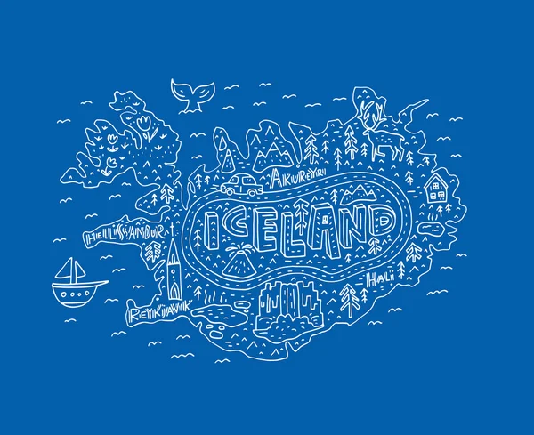 Islandkarte als Illustration — Stockvektor