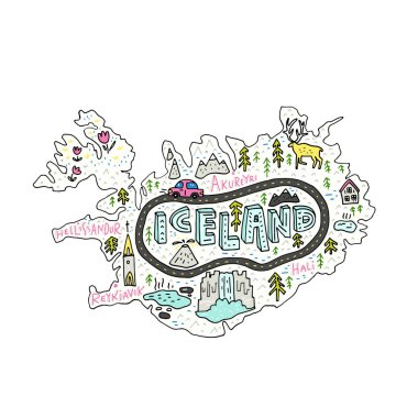 İzlanda harita illüstrasyon