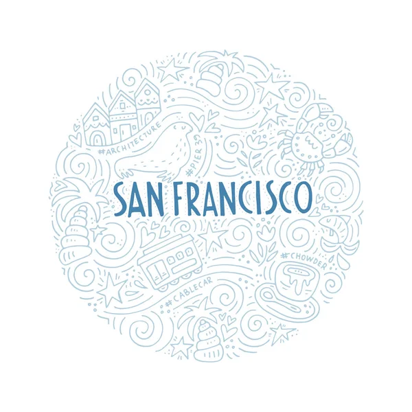 Ο κύκλος με τα σύμβολα του Σαν Φρανσίσκο — Διανυσματικό Αρχείο