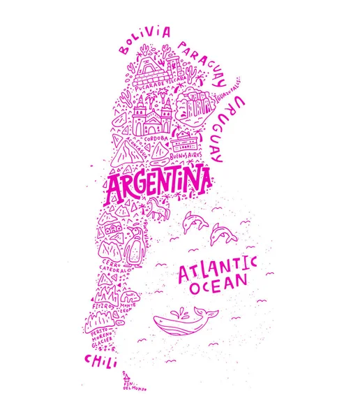 Argentinska tecknad karta — Stock vektor