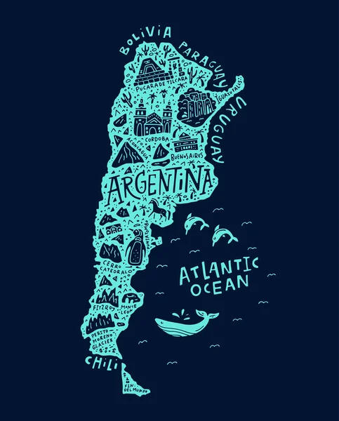 アルゼンチン漫画地図 — ストックベクタ