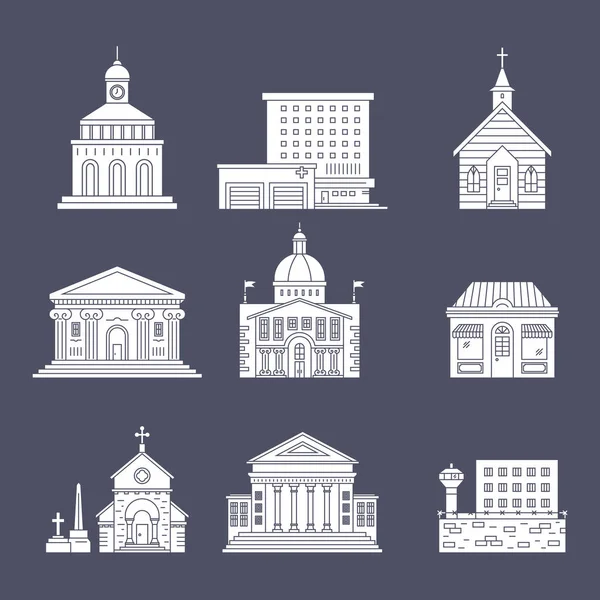 City Architecture Icons — Stock Vector